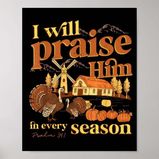 Poster I Will Praise Him In Many Season Christian Farm Fa (Devant)