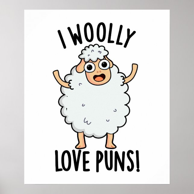 Poster I Wooly Love Puns Funny Sheep Pun  (Devant)