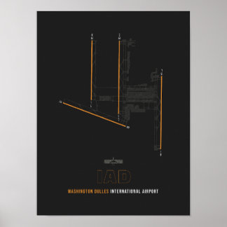 Poster IAD - Washington Dulles Airport Runway Diagram Art