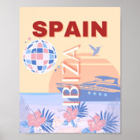 Ibiza, Espagne, Art Voyage, Art Rétro, Pastel