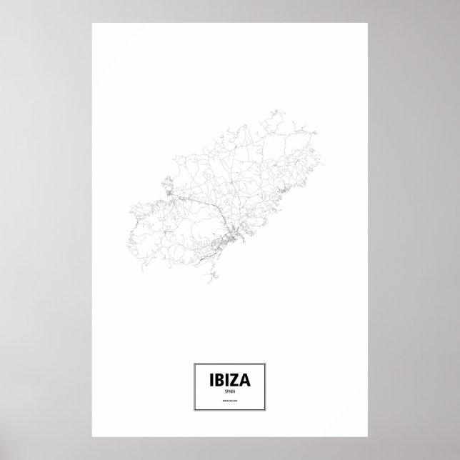 Poster Ibiza, Espagne (noir sur blanc) (Devant)