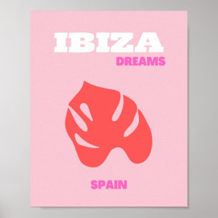Poster Ibiza, Espagne, Preppy, Salle Preppy, Rose