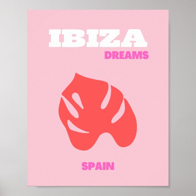 Poster Ibiza, Espagne, Preppy, Salle Preppy, Rose (Devant)