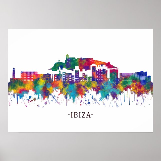 Poster Ibiza Espagne Skyline (Devant)
