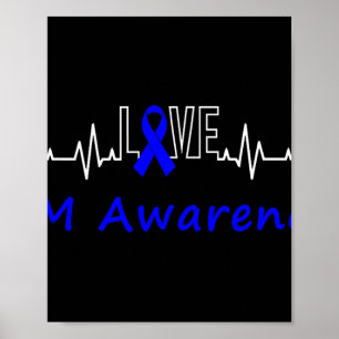 Poster Ibm Awareness Blue Ribbon Love Heartbeat Support Q