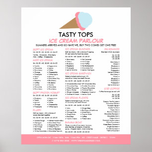 Poster Ice Cream Cone, Ice Cream Parlor Menu