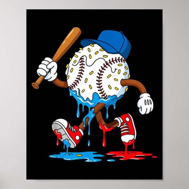 Poster Ice Cream Drip Baseball Sts Baseball Lifestyle Boy (Devant)
