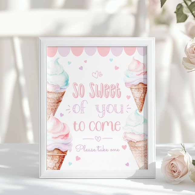 Poster Ice cream Sweet of you to come birthday pastel (Créateur téléchargé)