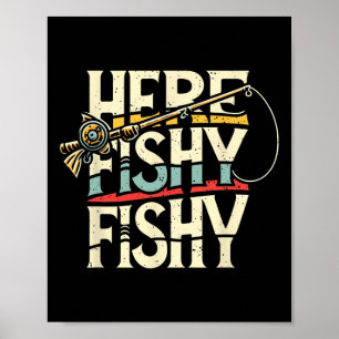 Poster Ici Poisson Drôle Poisson Pêche