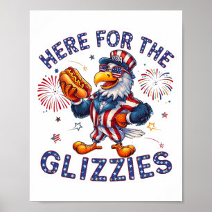Poster Ici Pour Le Drapeau Américain De Chien Chaud Glizz