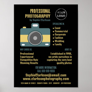 Poster Icône d'appareil photo rétro, photographe, locatio