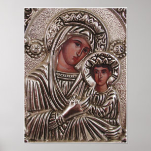 Poster Icône de mère et d'enfant, Madonna et Jésus en
