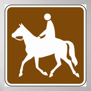 Poster Icône de silhouette de cheval de randonnée équestr