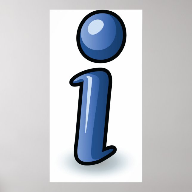 Poster Icône de symbole d'information Bleu brillant (Devant)