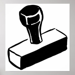 Poster Icône de tampon en caoutchouc Outil de bureau noir