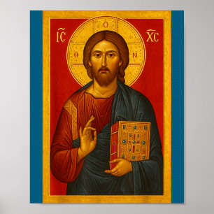 Poster Icône orthodoxe de Jésus-Christ Pantocrator 