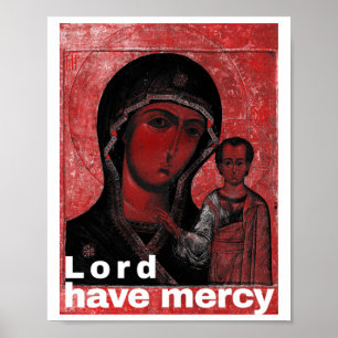 Poster Icône Theotokos Seigneur Aie Pitié Autocollant 