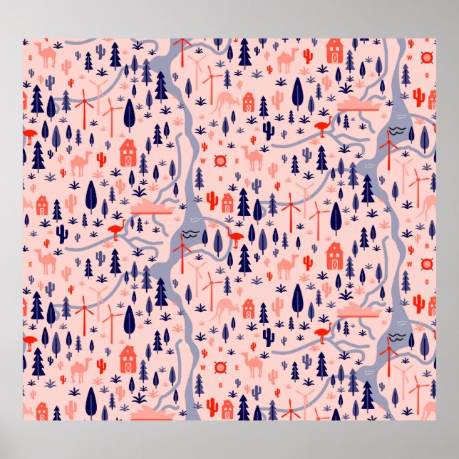 Poster Icônes australiennes, motif décoratif sans soudure (Devant)