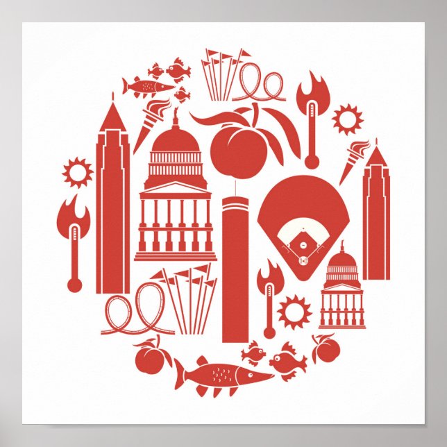 Poster Icônes de Géorgie Atlanta (Devant)