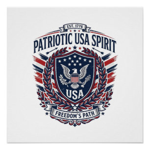 Poster Icônes et symboles du bouclier de liberté patrioti