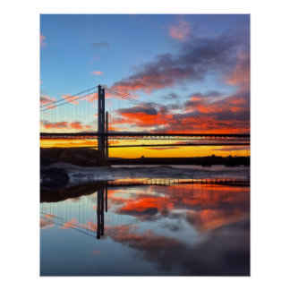 Poster Iconic Forth Bridges Sunset Reflection Art Print 