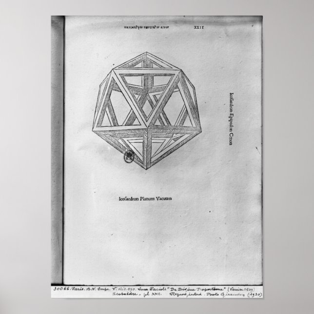 Poster Icosahedron, de 'De Divina Proportione' (Devant)