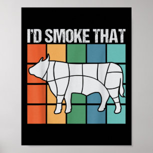 Poster Id Fumée Drôle Barbeque Fumer Grillmaste