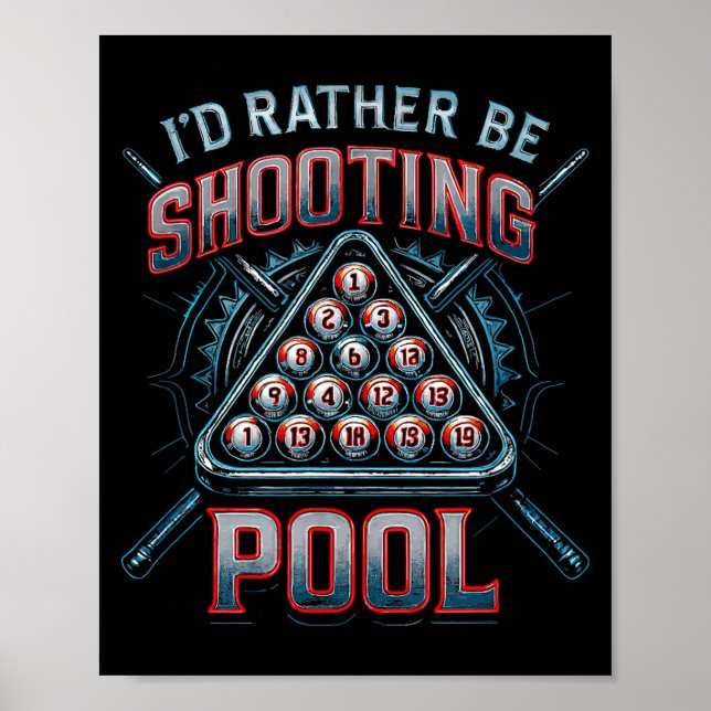 Poster I'd Rather Be Shooting Ol 8 Ball Player Billiards  (Devant)