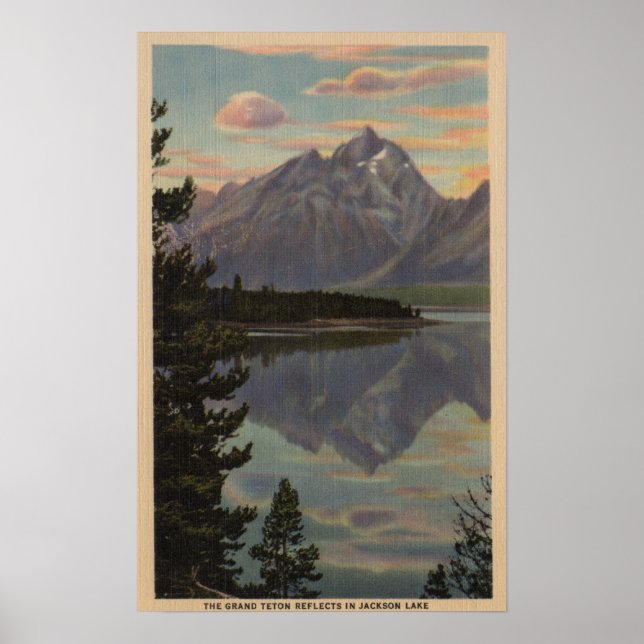 Poster Idaho - Grande Teton Réflexion sur Jackson Lake (Devant)