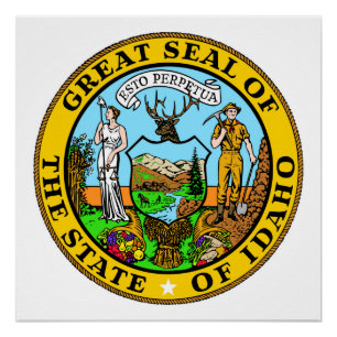 Poster Idaho sceau de l'état drapeau de la république amé
