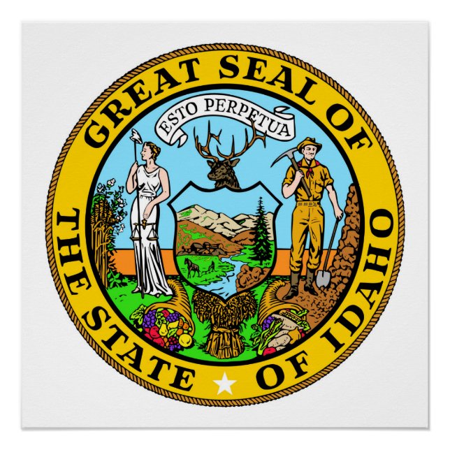 Poster Idaho sceau de l'état drapeau de la république amé (Devant)