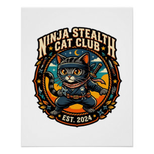 Poster Idée cadeau pour maman de chat Ninja Stealth Cat -
