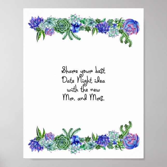 Poster Idée de la nuit de date signe Succulent (Devant)