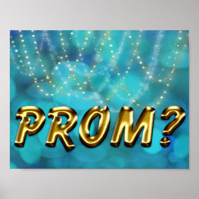 Poster Idée Prom - Faux Promposal Gold Twinkle Lights (Devant)