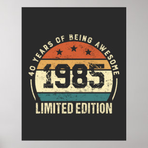 Poster Idée rétro d'anniversaire des 40 ans pour un anniv