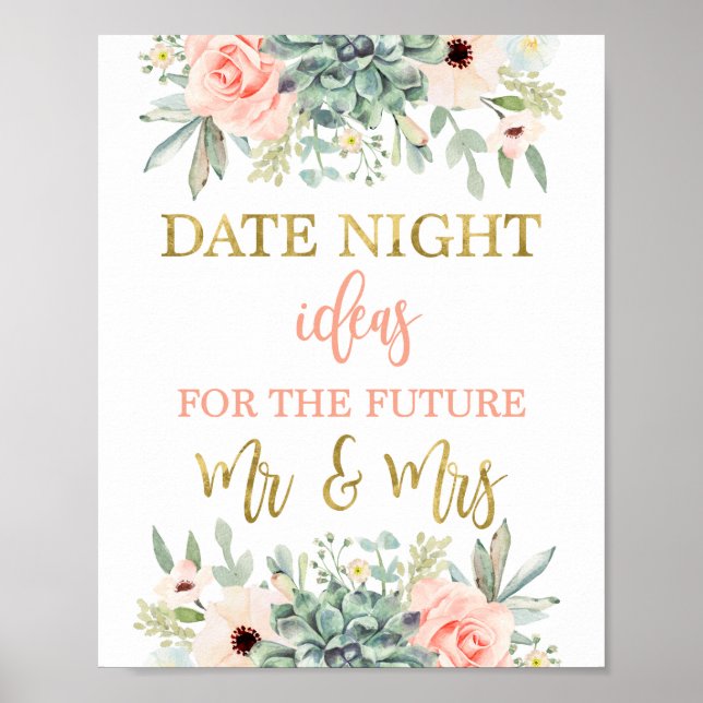 Poster Idées de soirée en amoureux Baby Shower succulente (Devant)