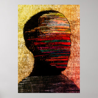 Poster Identité fragmentée – Art abstrait coloré de fil