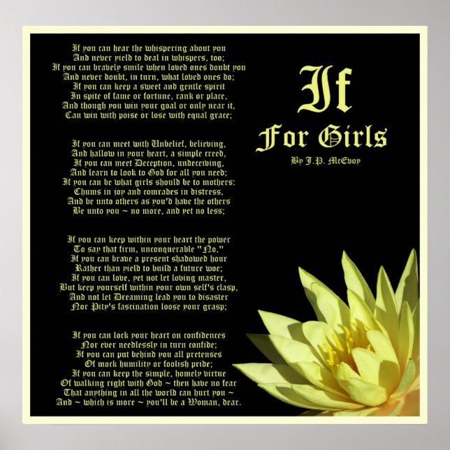 Poster If For Girls Poem de J.P. McEvoy Imprimer (Devant)