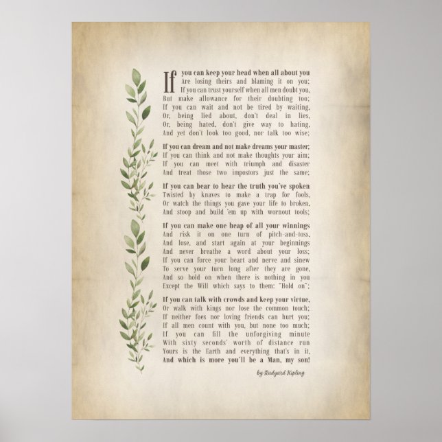 Poster IF, Poème inspiré de Rudyard Kipling (Devant)