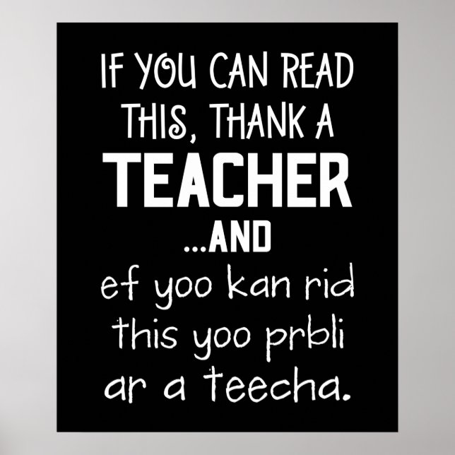 Poster If You Can Read This, Thank A Teacher (Devant)