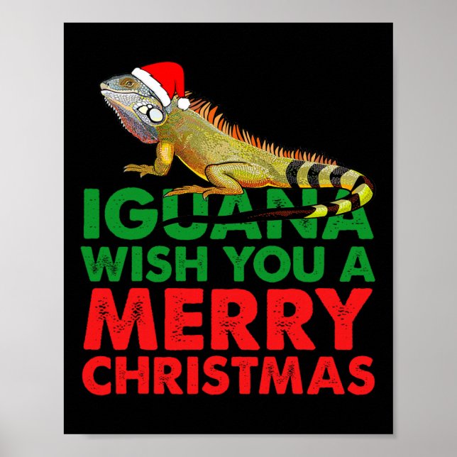 Poster Iguana Vous Souhaite Un Joyeux Noël Drôle Iguana (Devant)