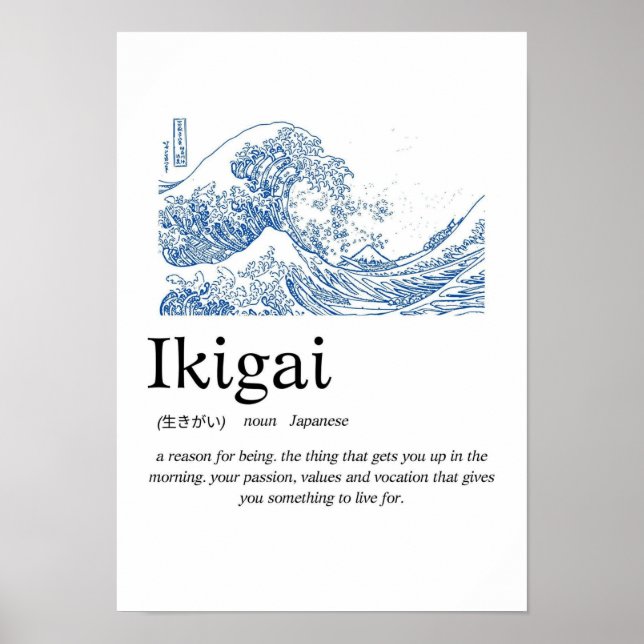 Poster Ikigai Definition Wall Art – Japanese Meaning of L (Devant)