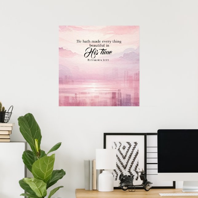 Poster "Il A Tout Fait Belle Aquarelle" Coucher De Soleil (Bureau à domicile)