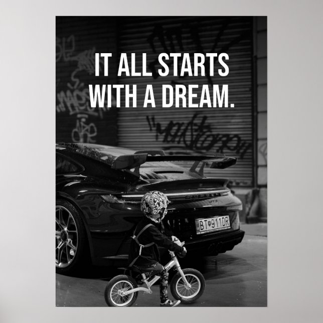 Poster Il Commence Par Un Rêve, Supercar Hustle Motivatio (Devant)