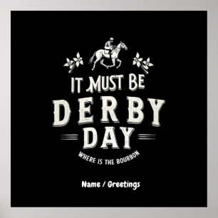Poster Il Doit Être Derby Day Nice Casquette Où Bourbon