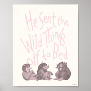 Poster Il envoya les choses sauvages au lit - Rose