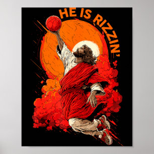 Poster Il est drôle Rizzin Jésus Basket Meme Pâques Ch