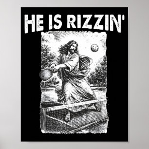 Poster Il est drôle Rizzin Jésus Pickleball Meme Chrétien