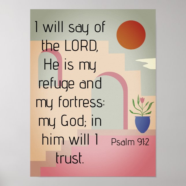 Poster Il Est Mon Refuge Psaume 91 Bible Écriture (Devant)