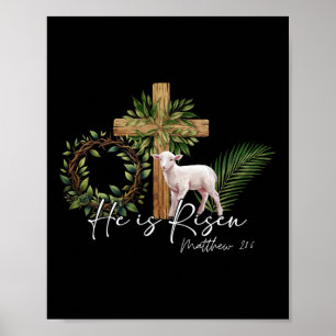 Poster Il Est Ressuscité Agneau Mouton Croix Jésus Christ